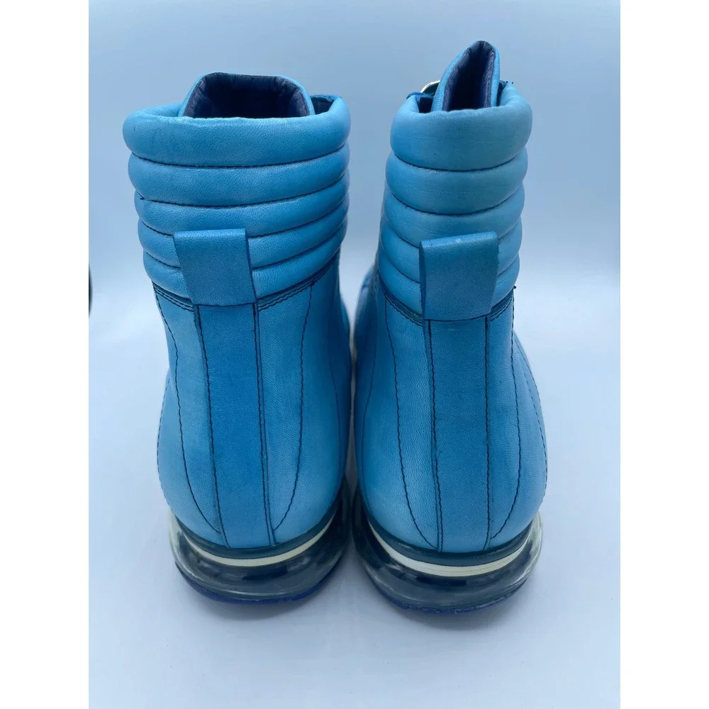 Belvedere Toro Mens 13 Antique Ocean Blue Ostrich Leather High Top Sneakers E15
